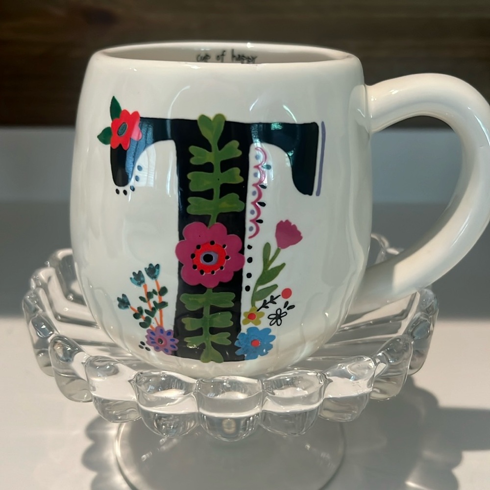 Natural Life Monogram T Cup Of Happy Boho Coffee Tea Mug